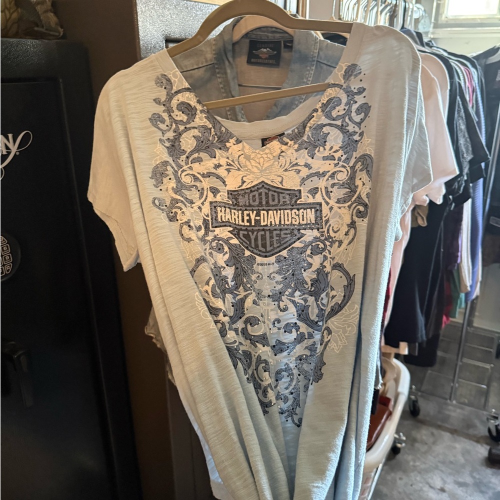 Harley-Davidson Women's Light Blue Graphic Tee